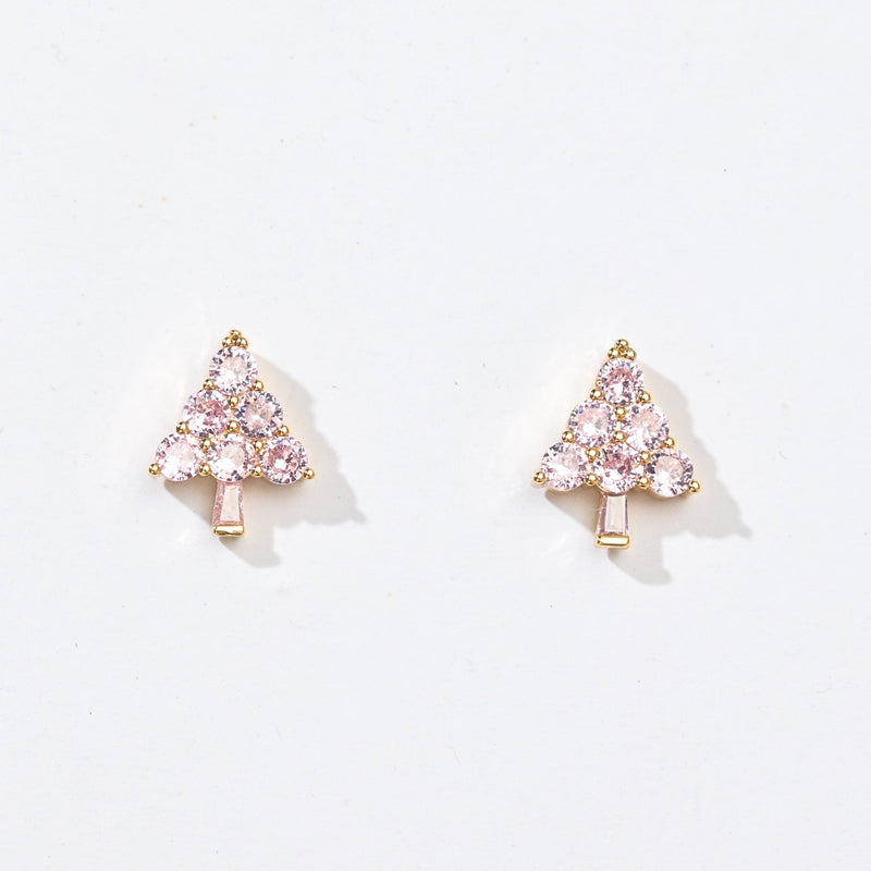 Ebony Tree Studs | Gold Pink