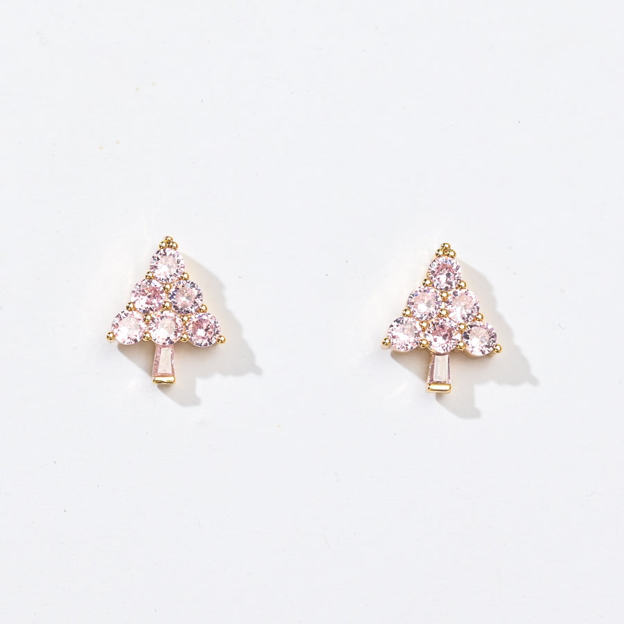 Ebony Tree Studs | Gold Pink