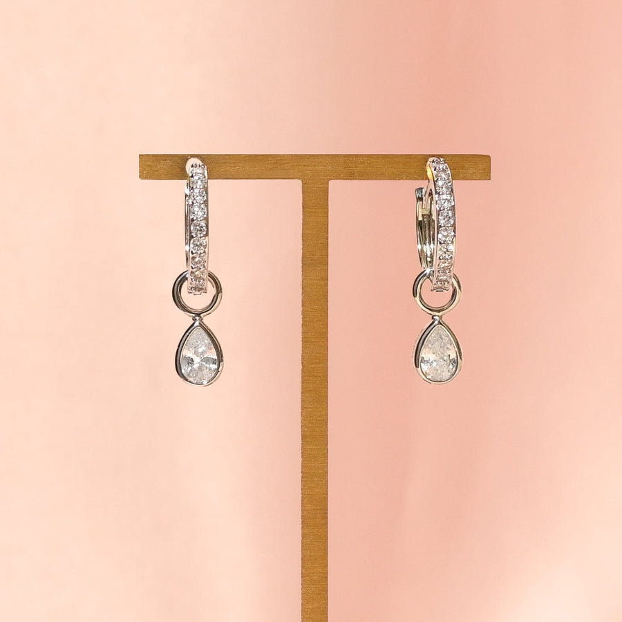 Elle 2-in-1 Hoops with Charms | Clear Silver