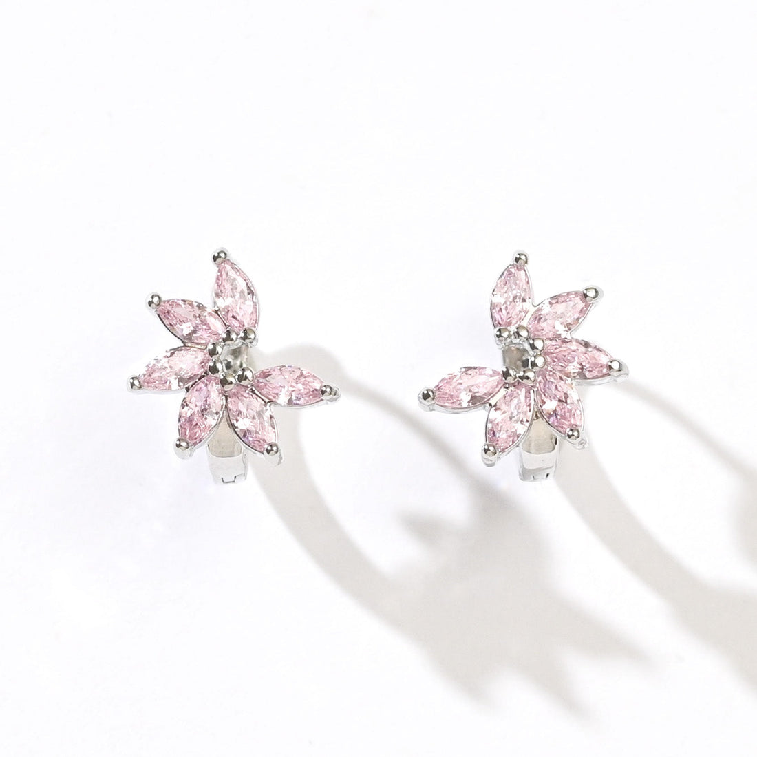 Jazlyn Petal Hoops | Blush Silver