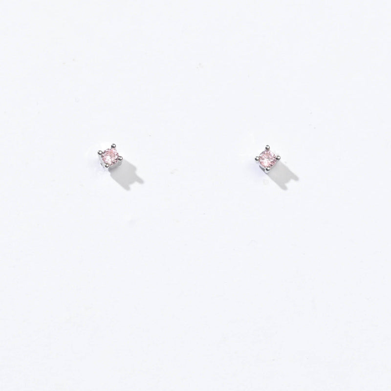 Sloane 3mm Studs | Silver Pink