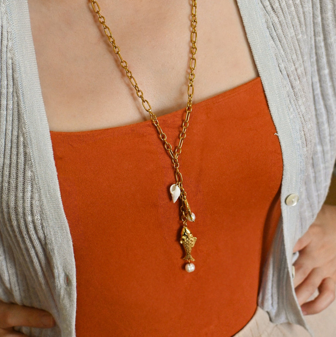 Cleo By The Sea Cluster Necklace