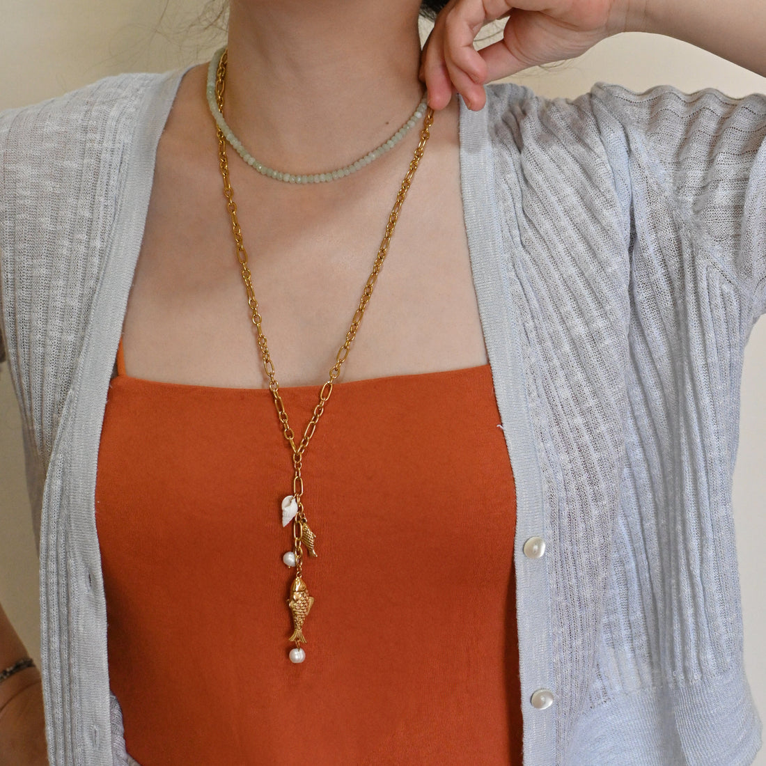 Cleo By The Sea Cluster Necklace