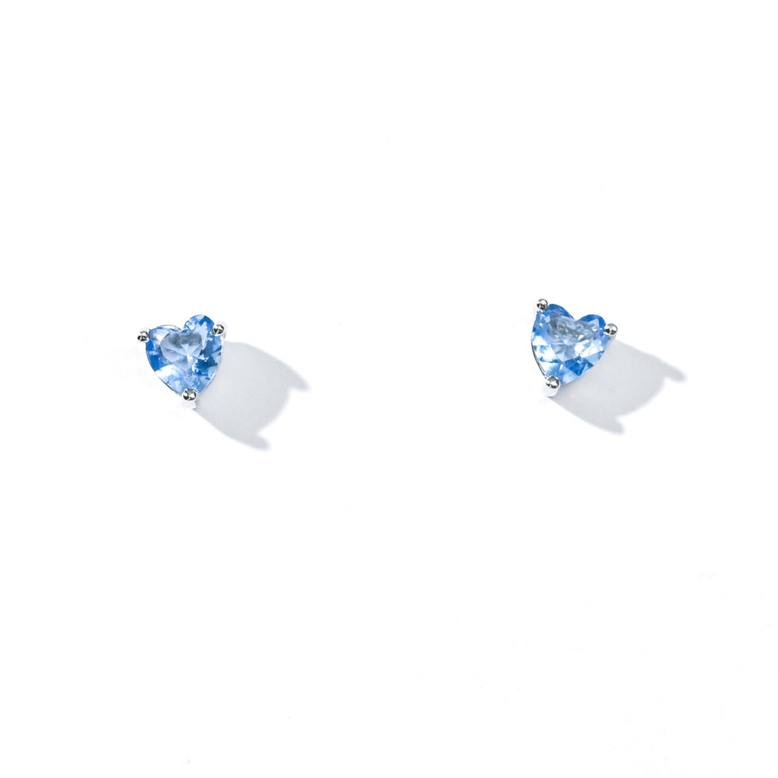 Evie Heart Studs | Silver Blue Denim