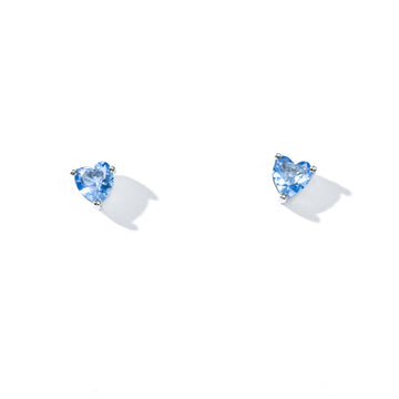 Evie Heart Studs | Silver Blue Denim