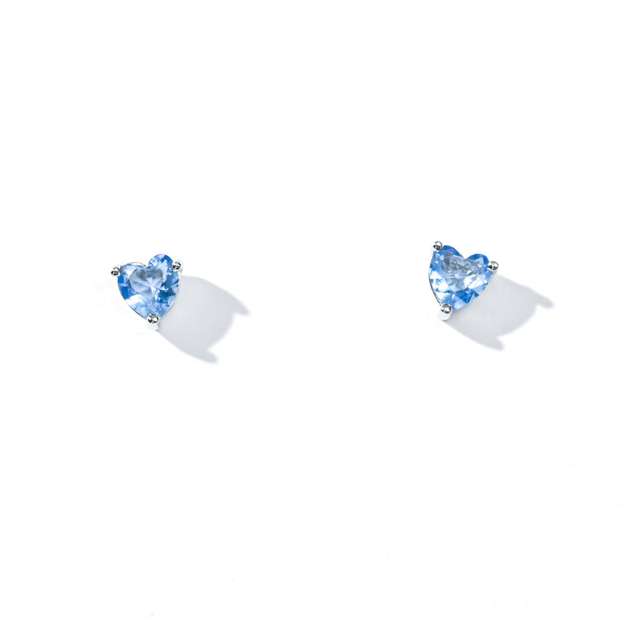 Evie Heart Studs | Silver Blue Denim