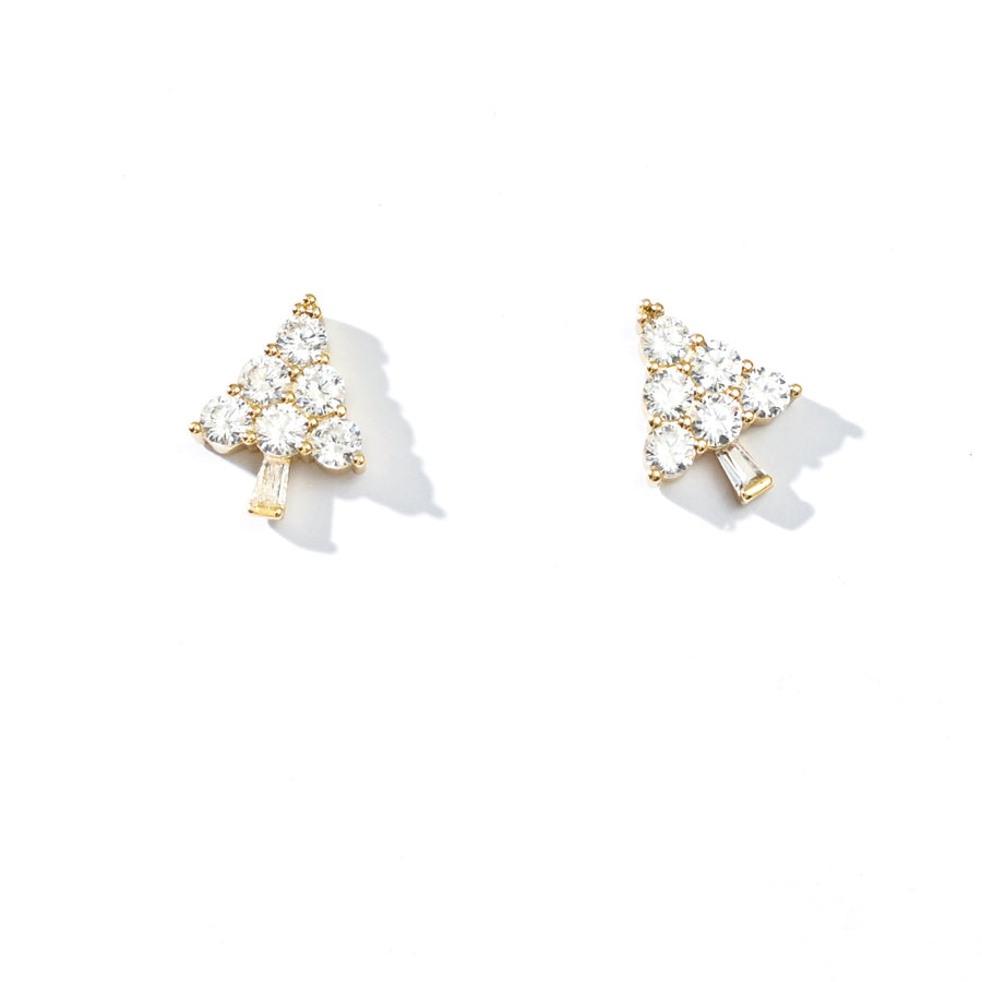 Ebony Tree Studs | Gold White