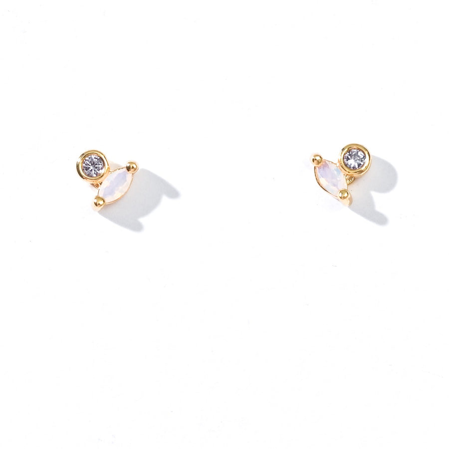 Iman Minimalist Studs | Opal Gold