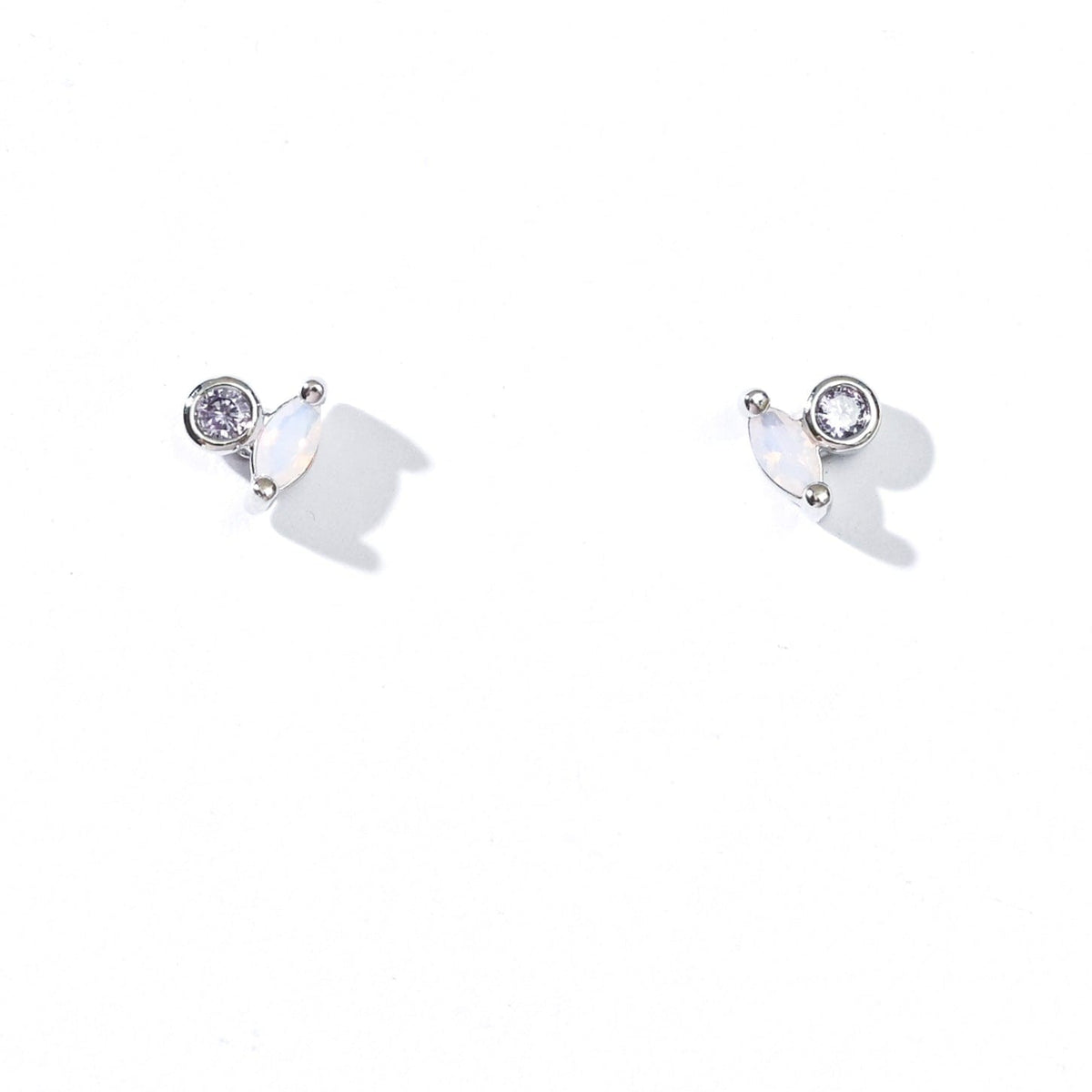 Iman Minimalist Studs | Opal Silver