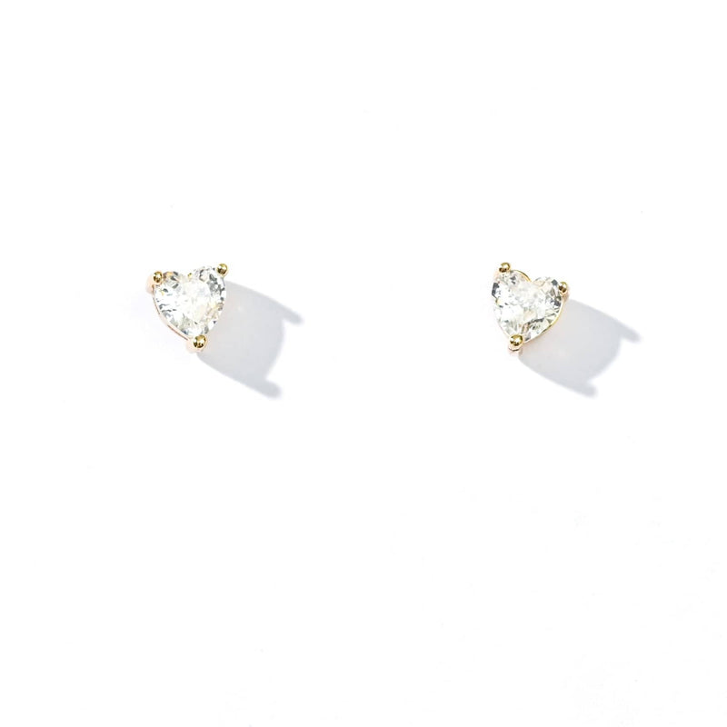 Evie Heart Studs | Gold White