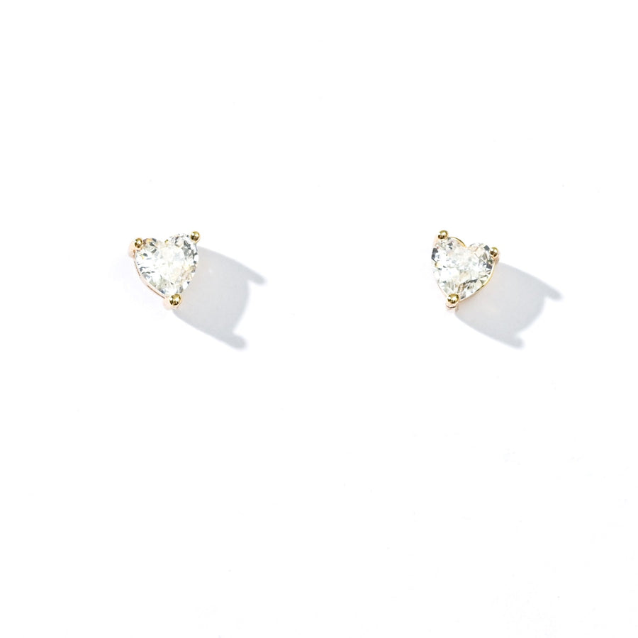 Evie Heart Studs | Gold White