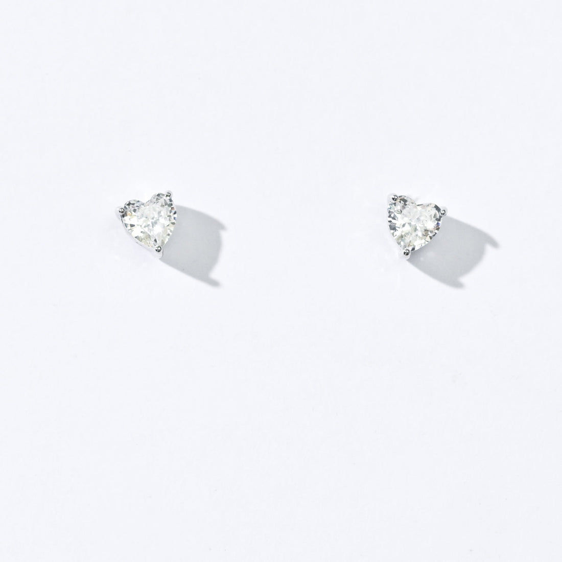 Evie Heart Studs | Silver White
