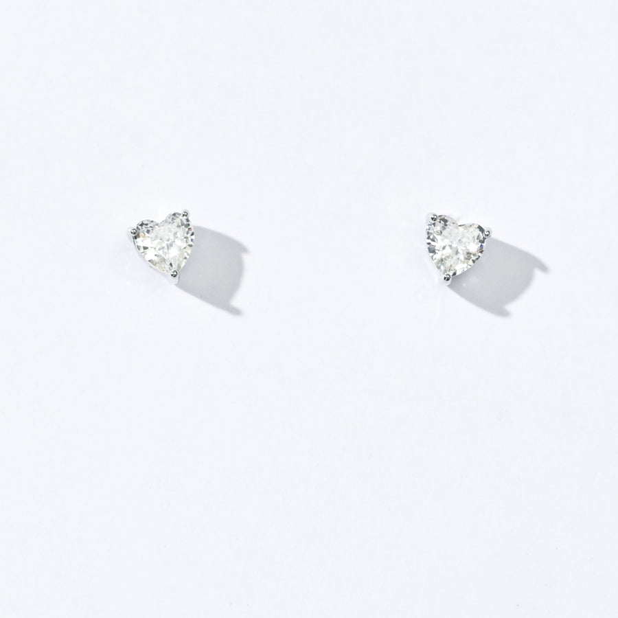 Evie Heart Studs | Silver White