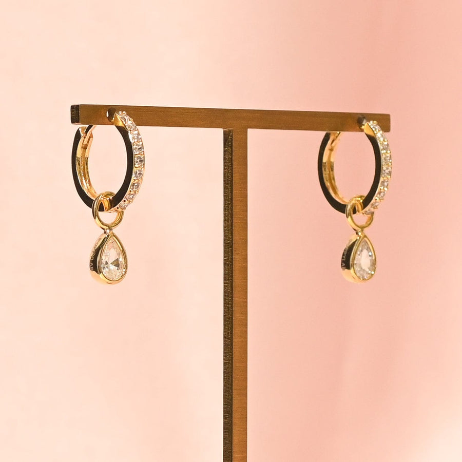 Elle 2-in-1 Hoops with Charms | Clear Gold