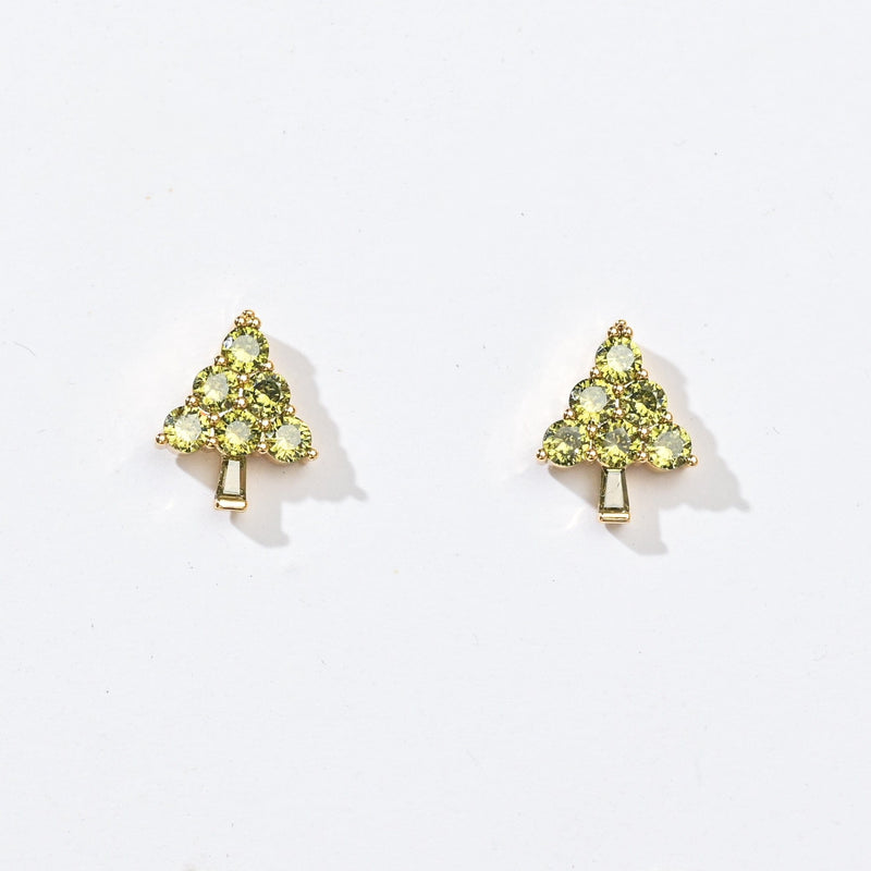 Ebony Tree Studs | Gold Olive