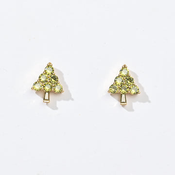 Ebony Tree Studs | Gold Olive