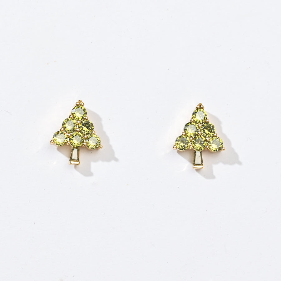 Ebony Tree Studs | Gold Olive