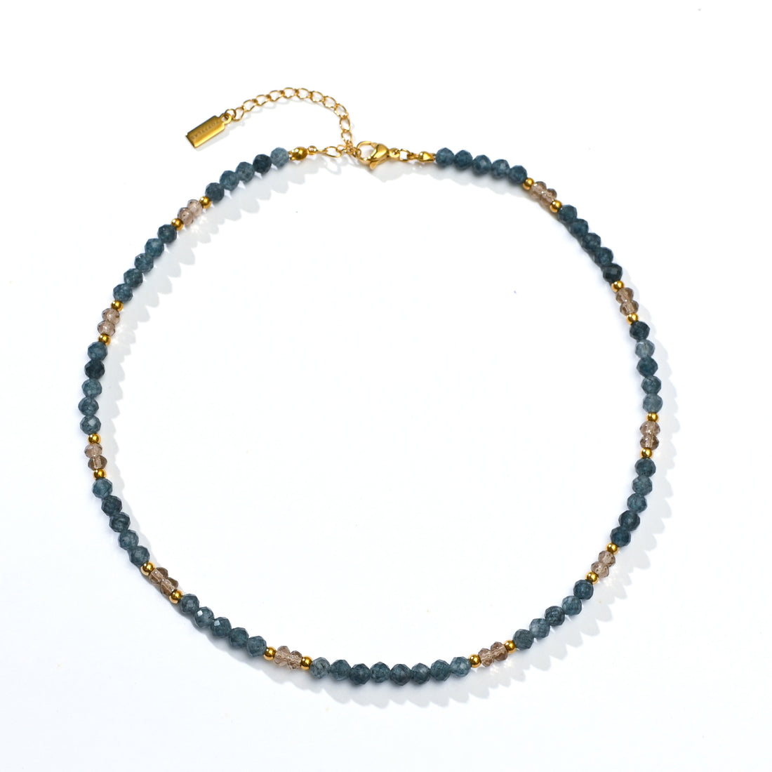 Shan Blue Sapphire+Brown Calcedony Necklace