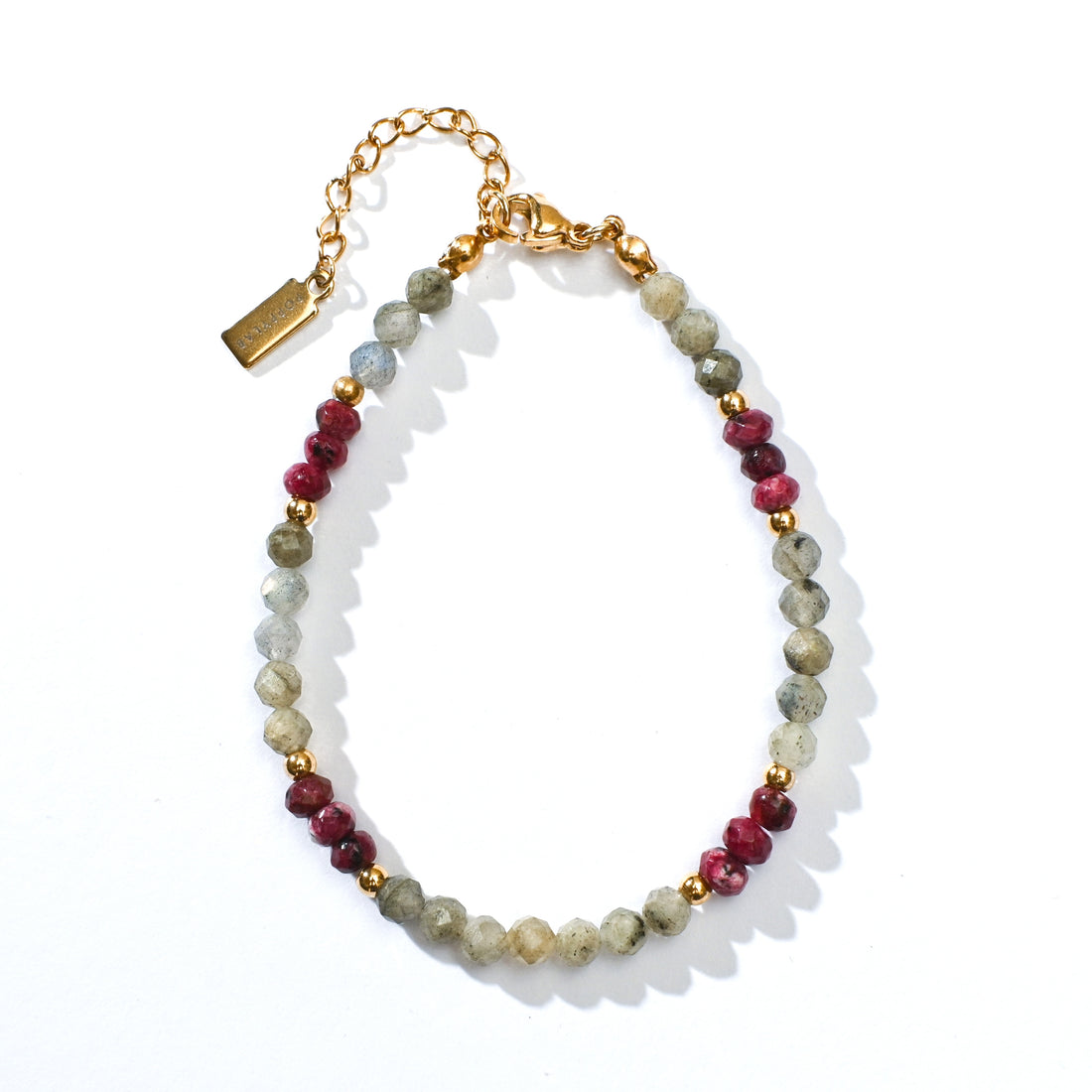 Cosmia Bracelet in Labradorite+Burgundy Chalcedony