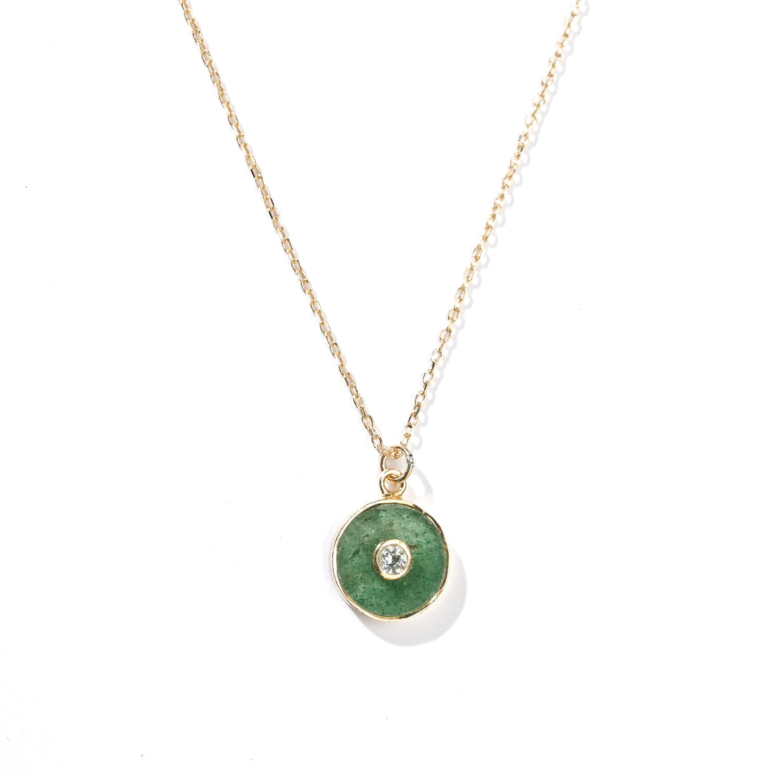 Theia Coin 6.5 carat Green Aventurine with White Topaz (S925)