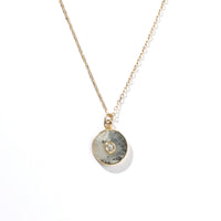 Theia Coin 6.5 carat Dendritic Agate with White Topaz (S925)