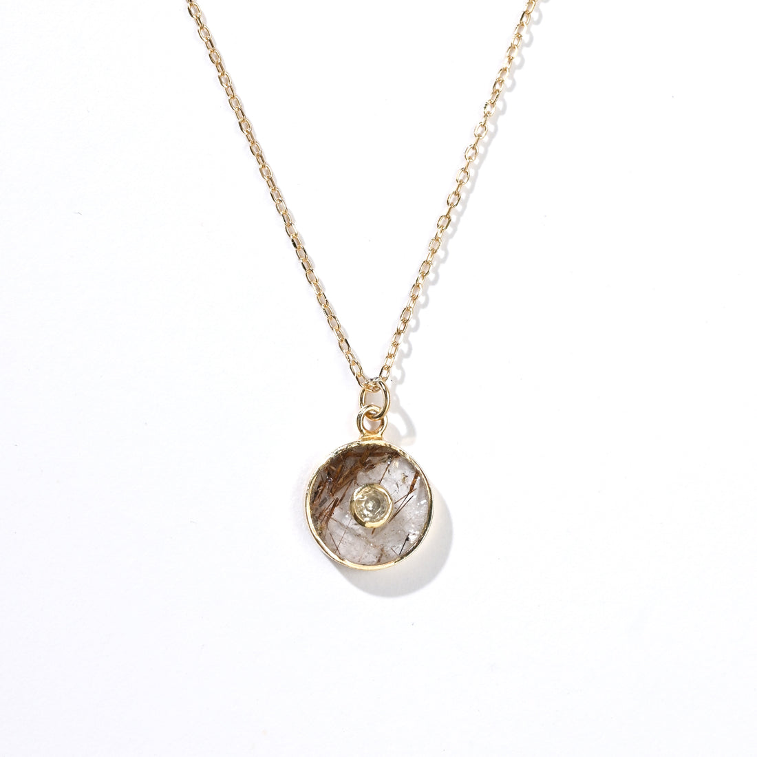 Theia Coin 6.5 carat Rutilated Quartz with White Topaz (S925)