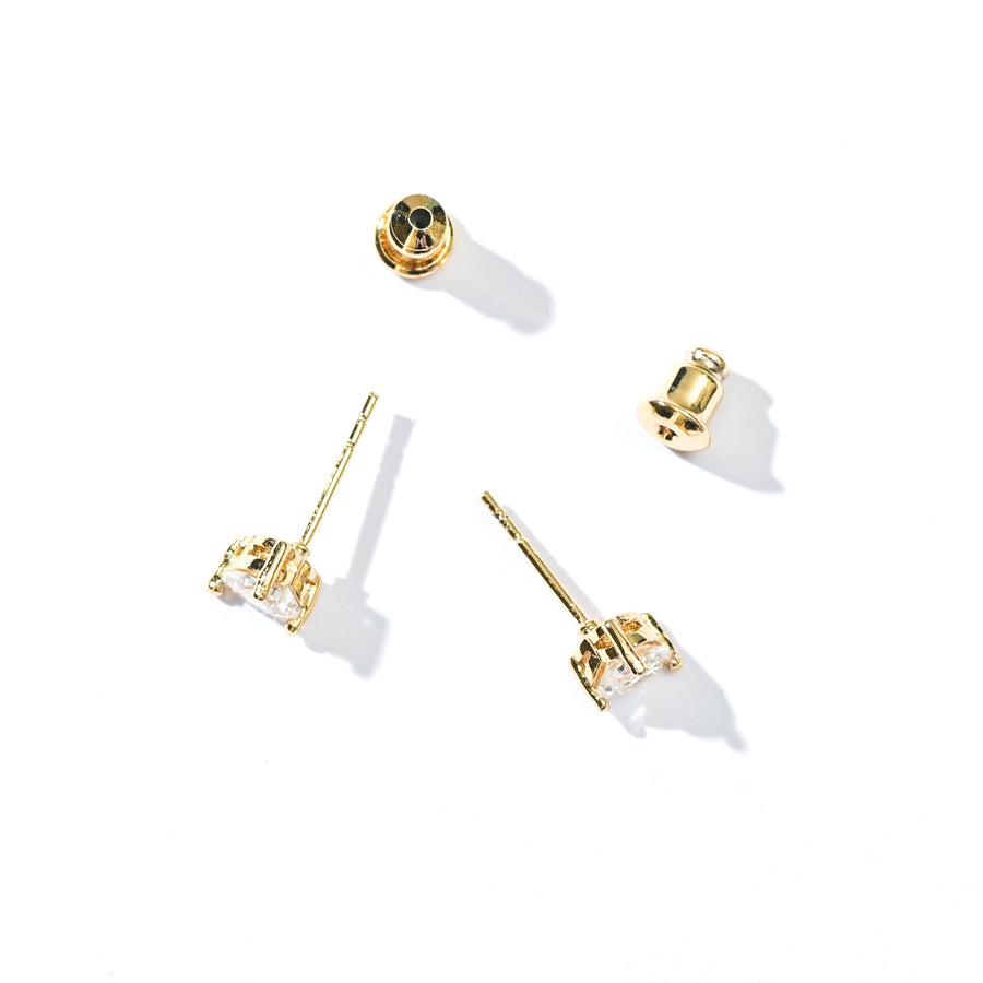 Evie Heart Studs | Gold White