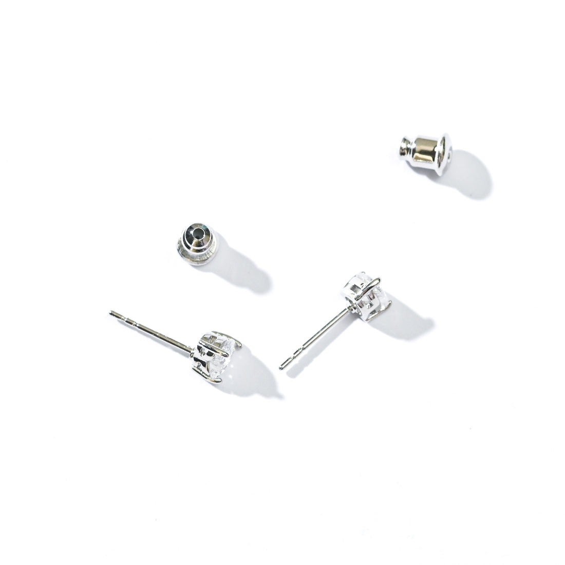 Evie Heart Studs | Silver White