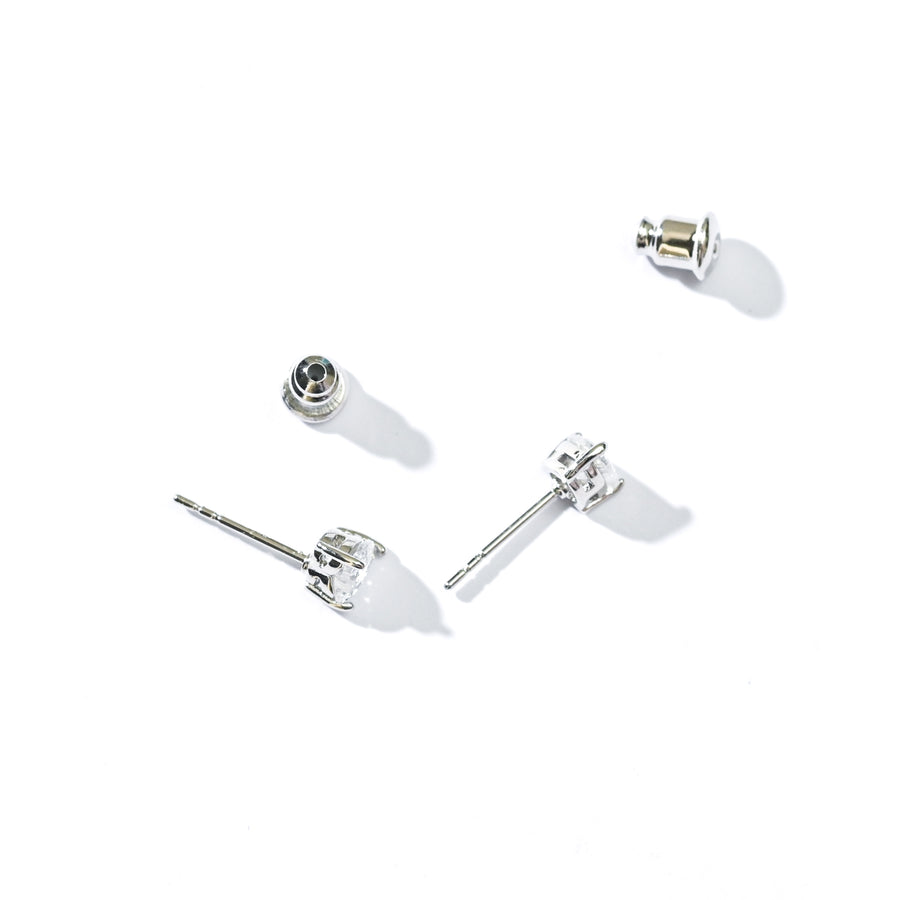 Evie Heart Studs | Silver White