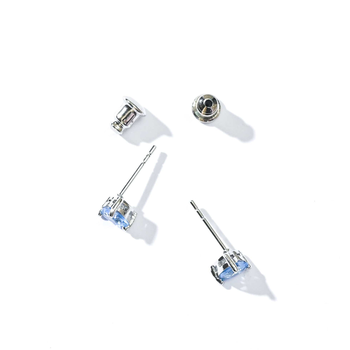 Evie Heart Studs | Silver Blue Denim