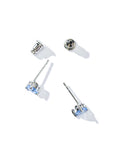 Evie Heart Studs | Silver Blue Denim