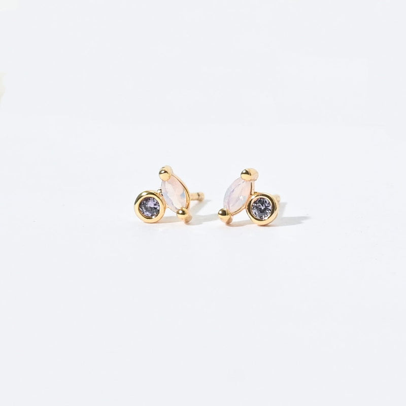 Iman Minimalist Studs | Opal Gold
