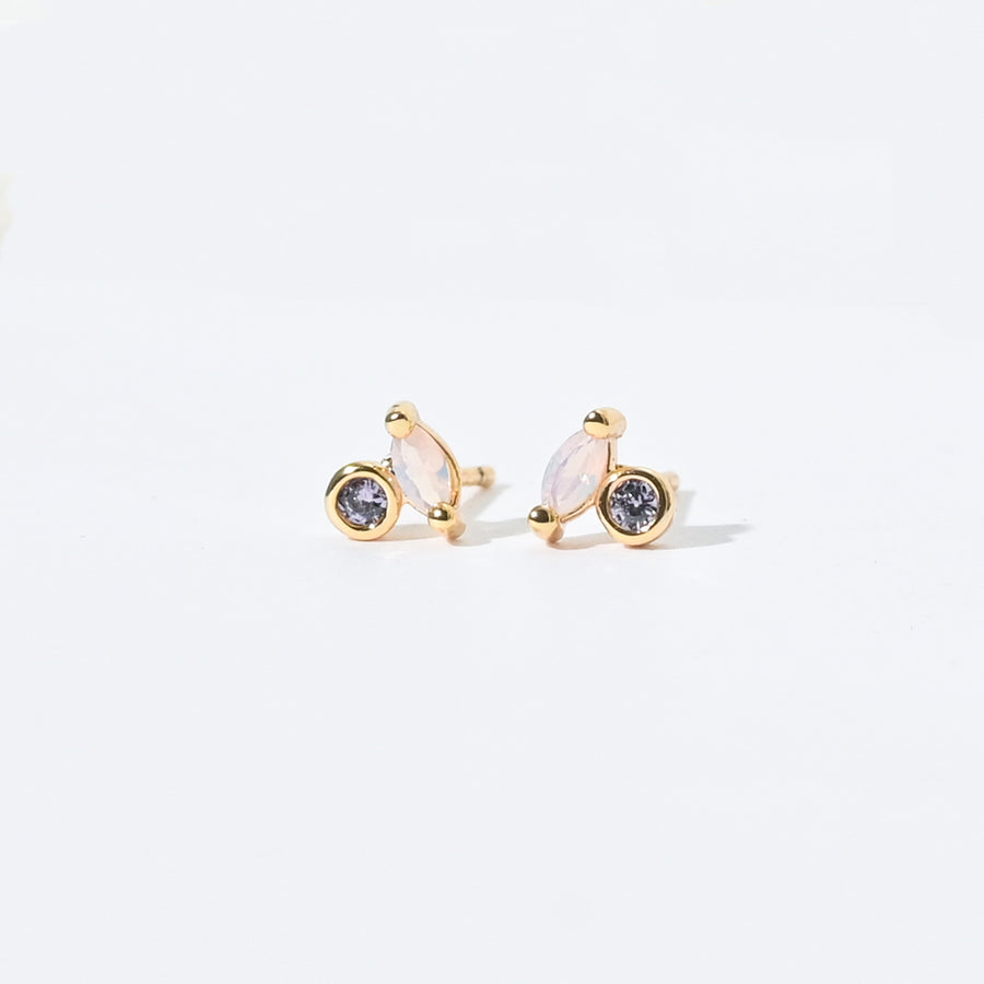 Iman Minimalist Studs | Opal Gold