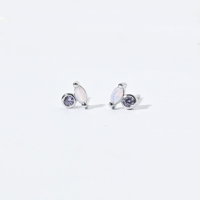 Iman Minimalist Studs | Opal Silver