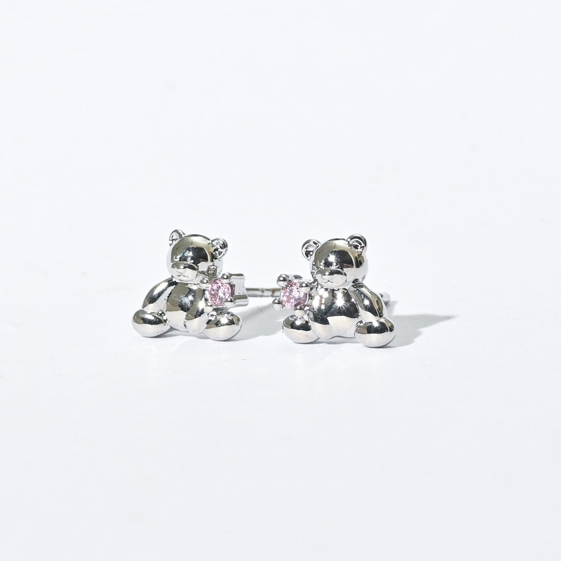 Huggie Bear Studs | Silver