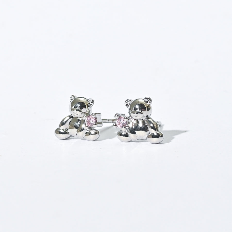 Huggie Bear Studs | Silver