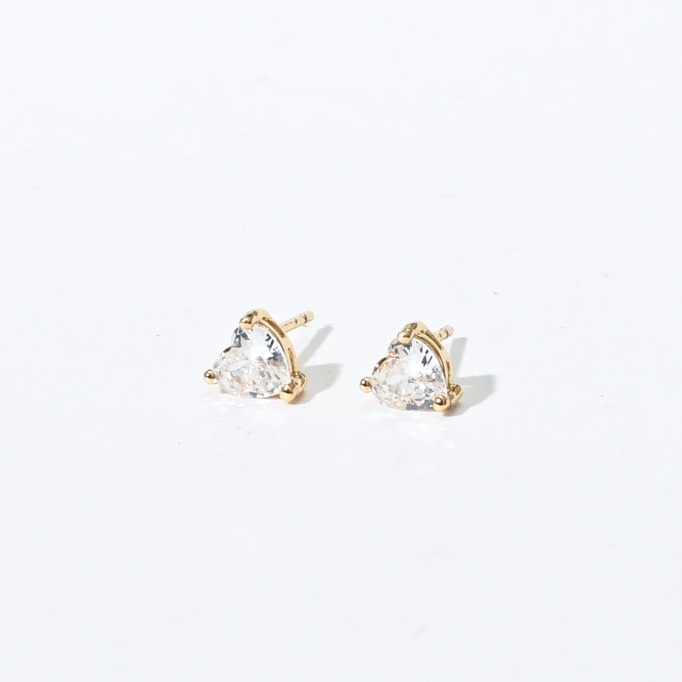 Evie Heart Studs | Gold White