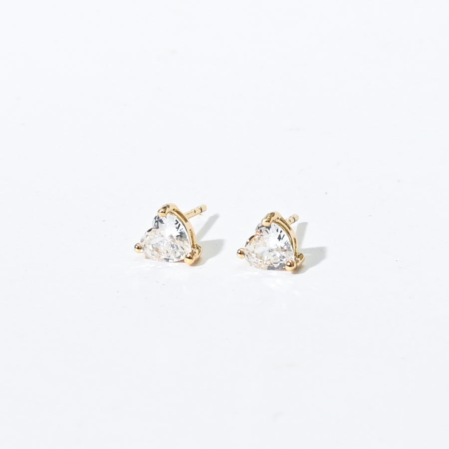 Evie Heart Studs | Gold White
