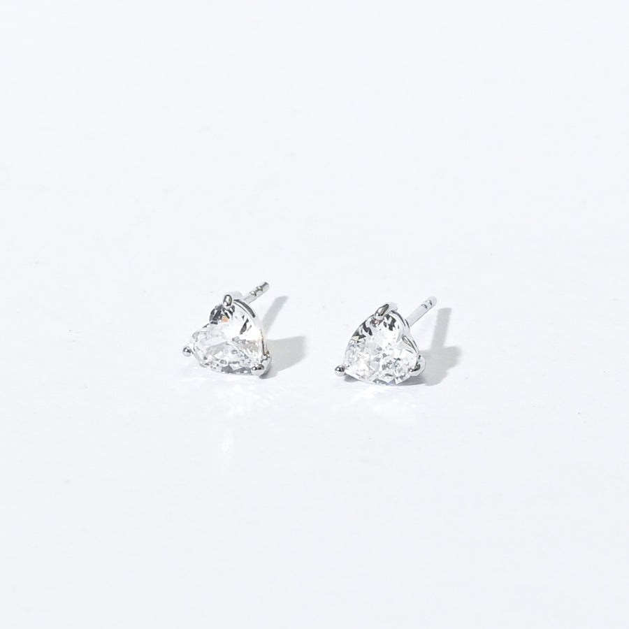 Evie Heart Studs | Silver White