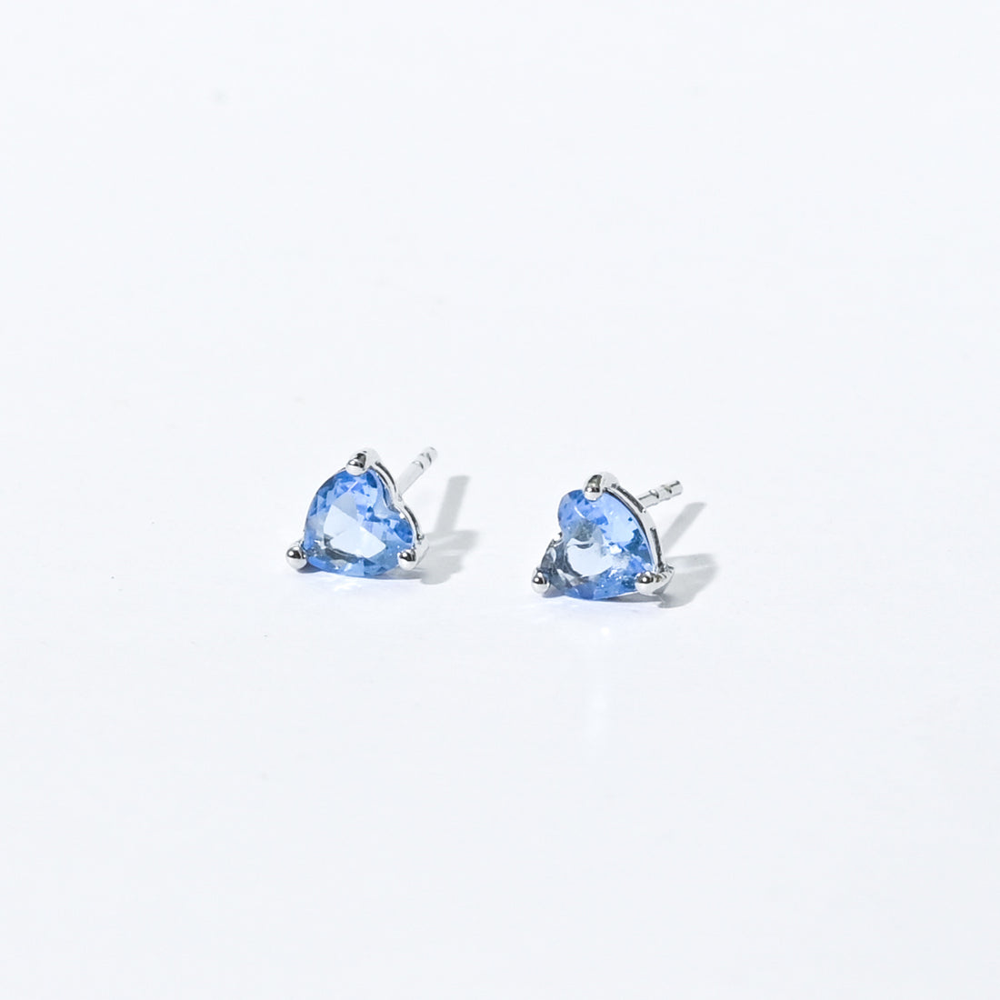 Evie Heart Studs | Silver Blue Denim