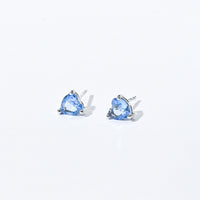Evie Heart Studs | Silver Blue Denim