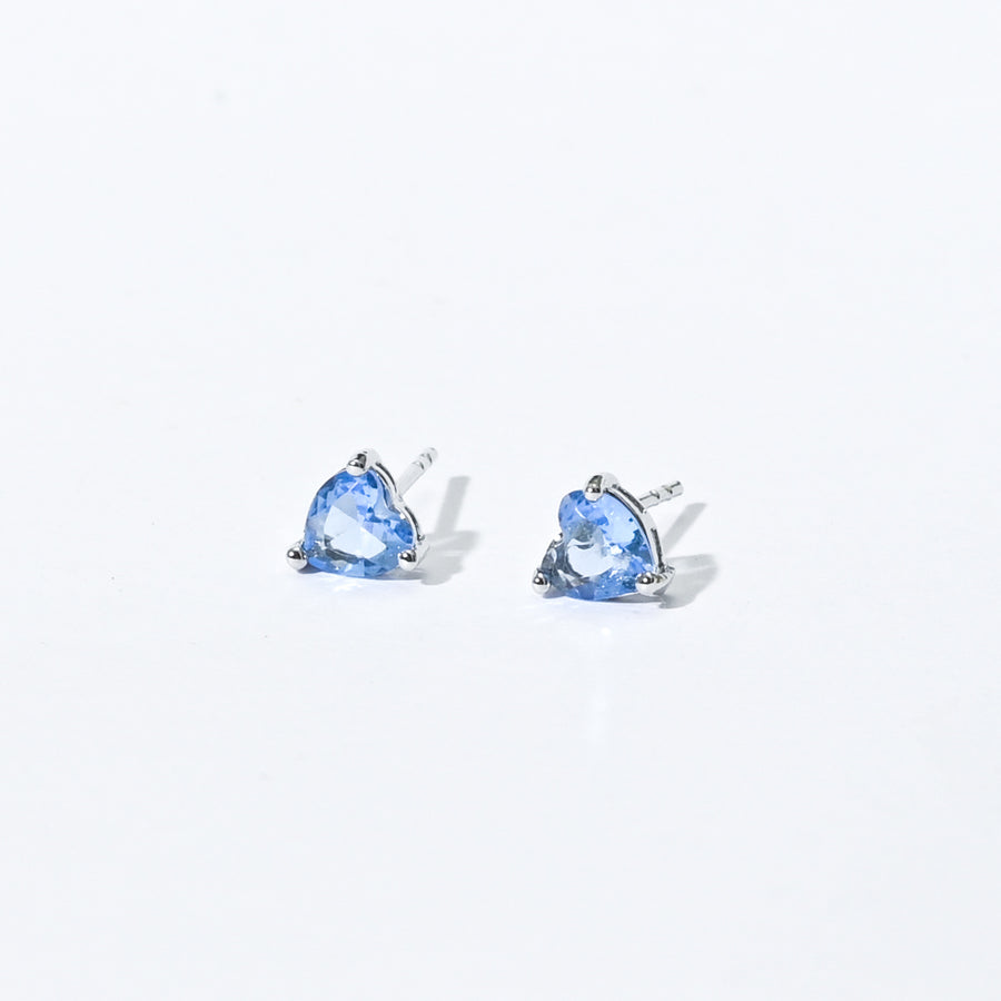 Evie Heart Studs | Silver Blue Denim