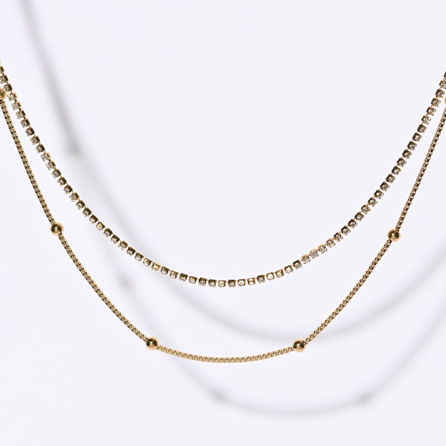 Ava Layered Tennis Necklace | Gold