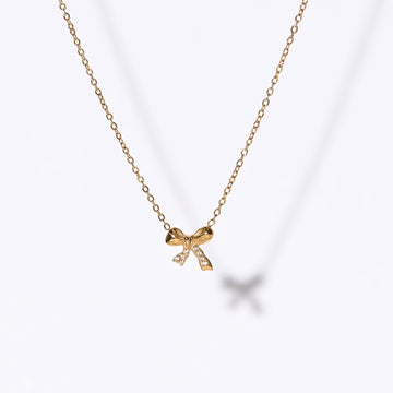 Amy Bow Necklace | Gold
