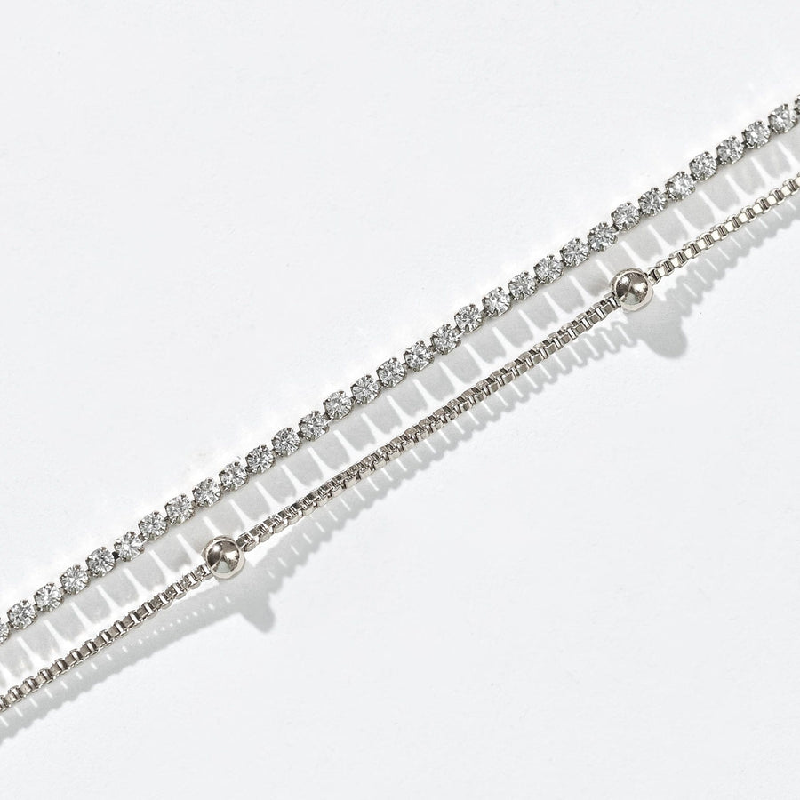 Ava Layered Tennis Necklace | Silver