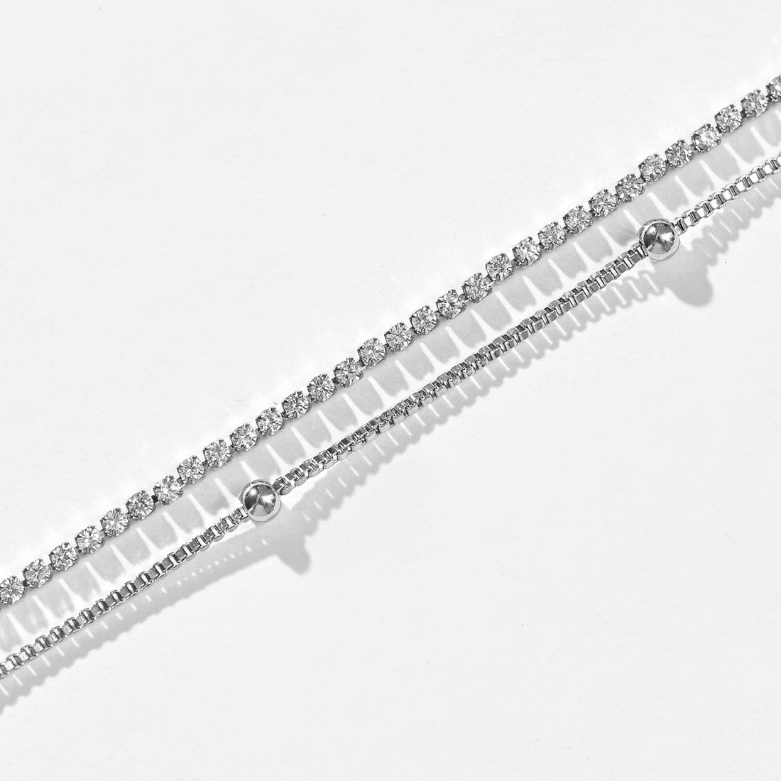 Ava Layered Tennis Necklace | Silver