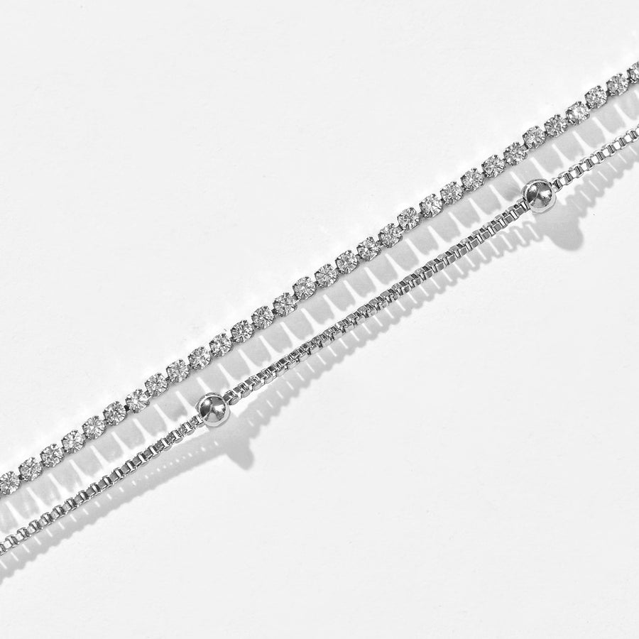 Ava Layered Tennis Necklace | Silver