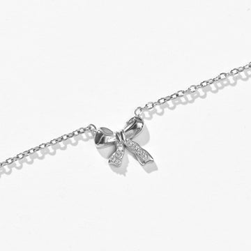 Amy Bow Necklace | Silver