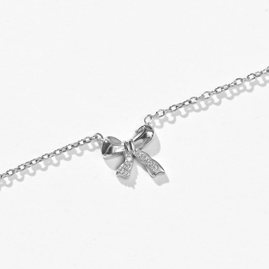 Amy Bow Necklace | Silver