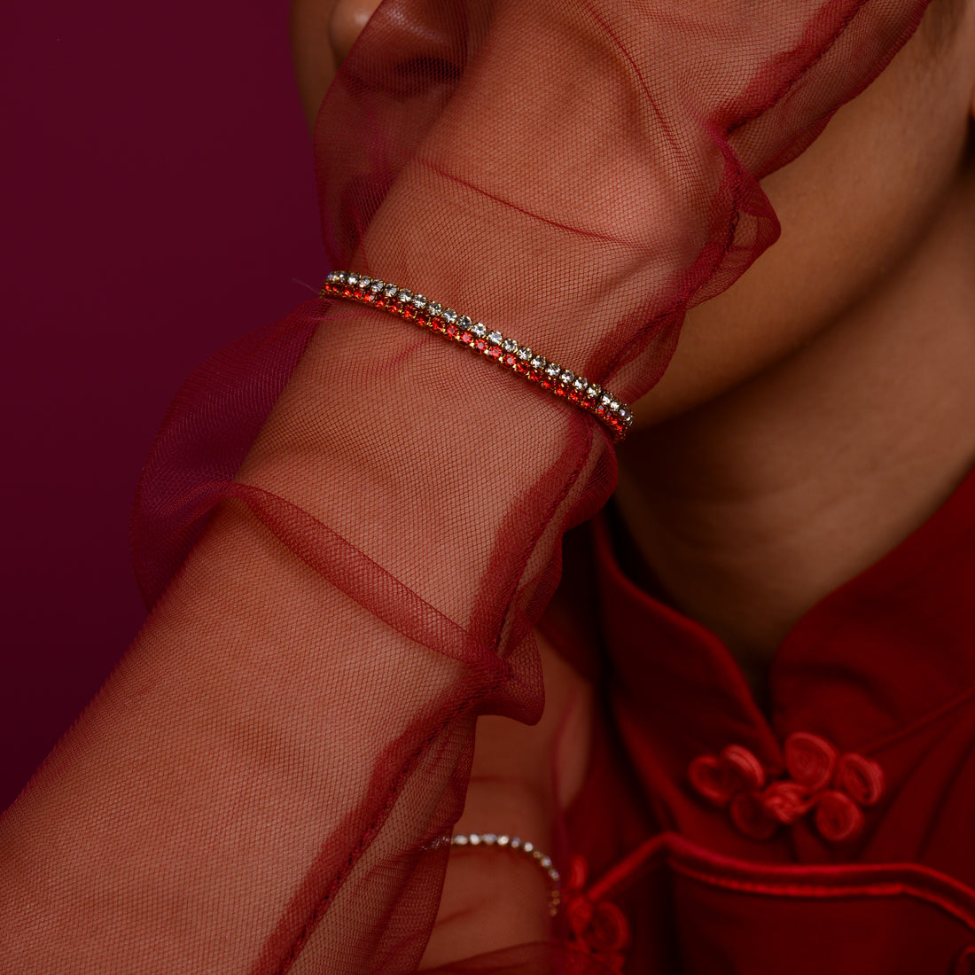 Laura Tennis Bracelet | Scarlet